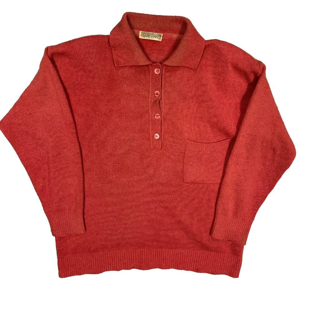Vintage 90s Gian Nino Lambswool Angora Sweater Knit Womens Red Small